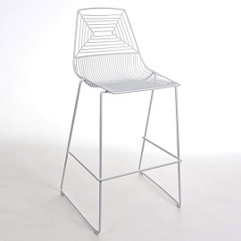 White Wire High Back Stool
