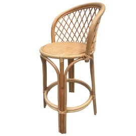 Natural Cane High Back Stool