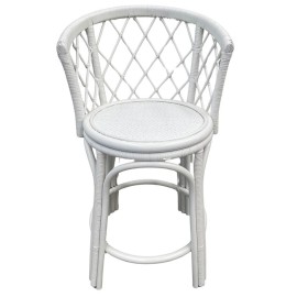 White Cane Counter Height, High Back Stool